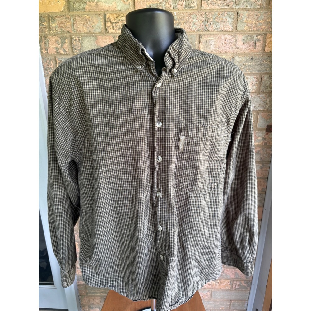 Columbia Mens Small Green Plaid Long Sleeve Button Down Shirt AM7139 Cotton